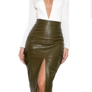 🚫SOLD🚫 House of CB Olive Vegan Pencil Skirt